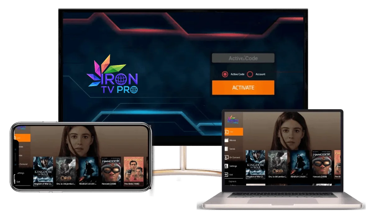 IRON TV PRO sur TV, mobile et ordinateur